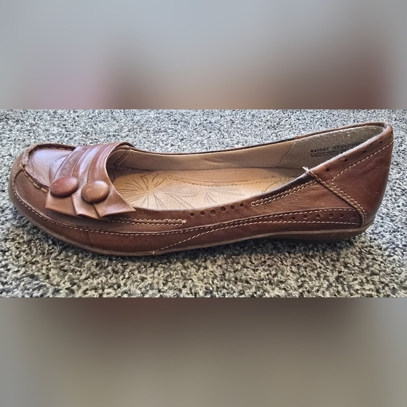 Sandhills Collection Shoes Slip On Leather Pleated Button Detail Tan Size8.5M - Picture 5 of 12